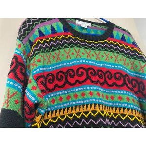 Vtg 80s 90s Lisa Ashley originals colorful beaded heavy sweater carducci